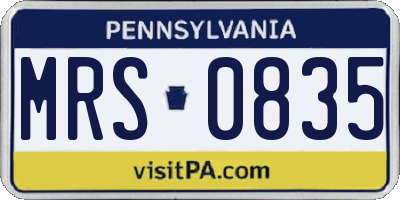 PA license plate MRS0835