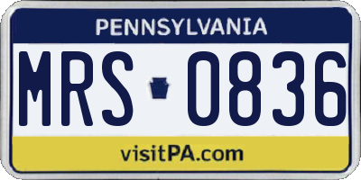 PA license plate MRS0836