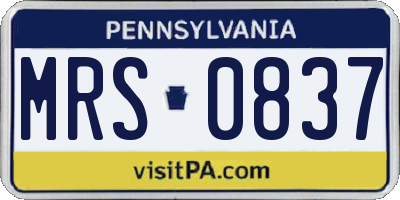 PA license plate MRS0837