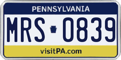 PA license plate MRS0839