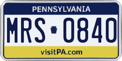 PA license plate MRS0840