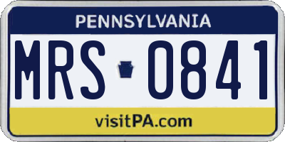 PA license plate MRS0841