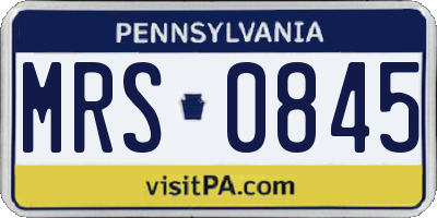 PA license plate MRS0845