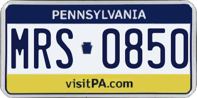 PA license plate MRS0850