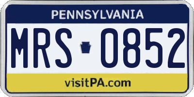 PA license plate MRS0852