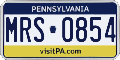PA license plate MRS0854