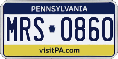 PA license plate MRS0860