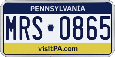 PA license plate MRS0865