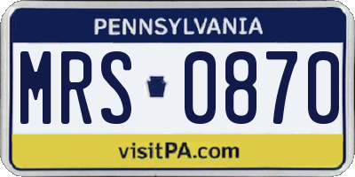 PA license plate MRS0870