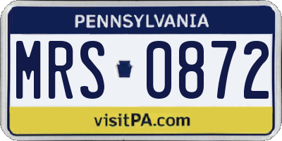 PA license plate MRS0872