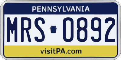 PA license plate MRS0892