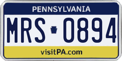 PA license plate MRS0894