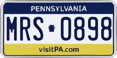 PA license plate MRS0898