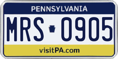PA license plate MRS0905