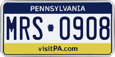 PA license plate MRS0908