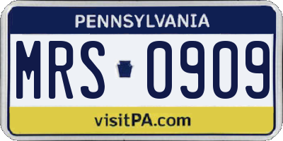 PA license plate MRS0909