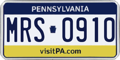 PA license plate MRS0910
