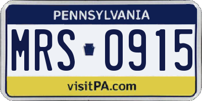 PA license plate MRS0915