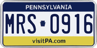 PA license plate MRS0916