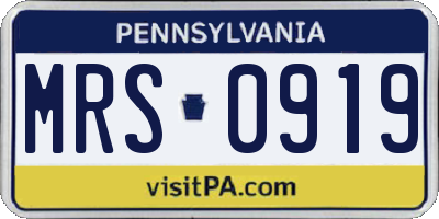 PA license plate MRS0919