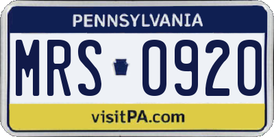 PA license plate MRS0920