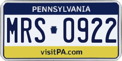 PA license plate MRS0922