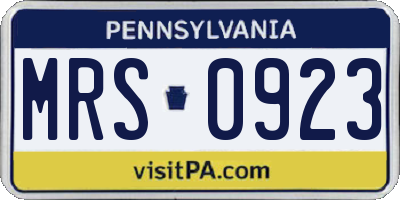 PA license plate MRS0923