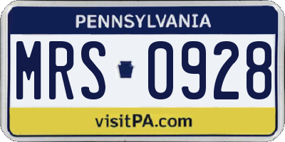 PA license plate MRS0928