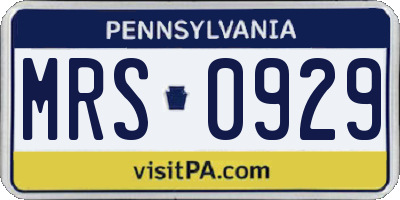 PA license plate MRS0929
