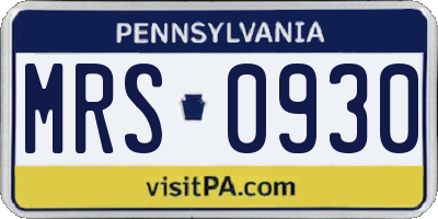 PA license plate MRS0930