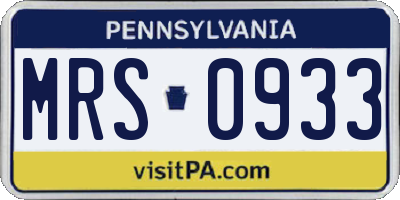 PA license plate MRS0933