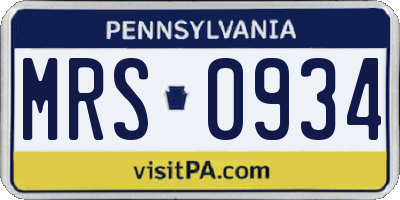 PA license plate MRS0934