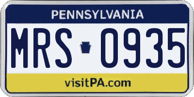 PA license plate MRS0935