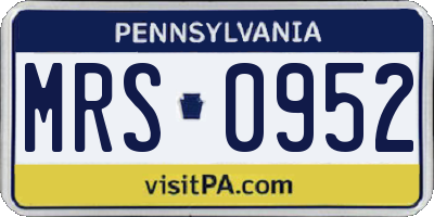 PA license plate MRS0952