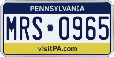 PA license plate MRS0965