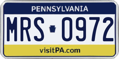 PA license plate MRS0972