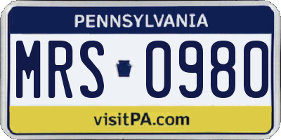 PA license plate MRS0980