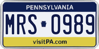 PA license plate MRS0989