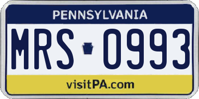 PA license plate MRS0993