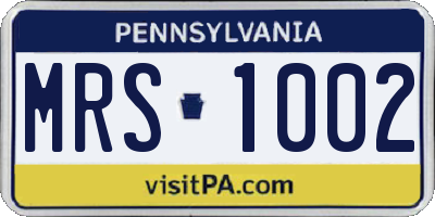 PA license plate MRS1002