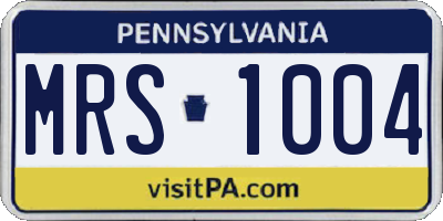 PA license plate MRS1004