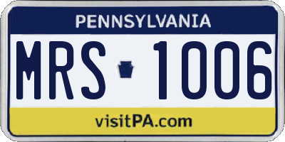 PA license plate MRS1006