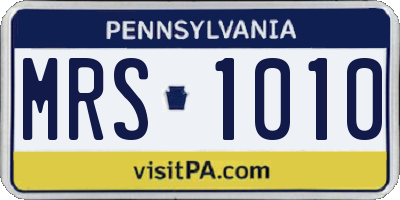 PA license plate MRS1010