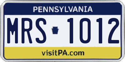PA license plate MRS1012
