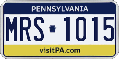 PA license plate MRS1015