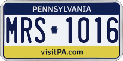 PA license plate MRS1016