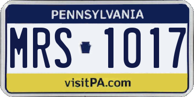 PA license plate MRS1017