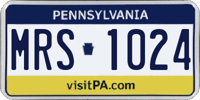 PA license plate MRS1024