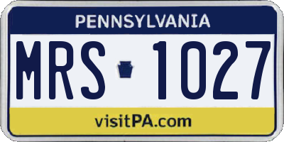 PA license plate MRS1027