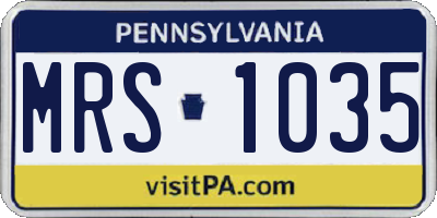 PA license plate MRS1035
